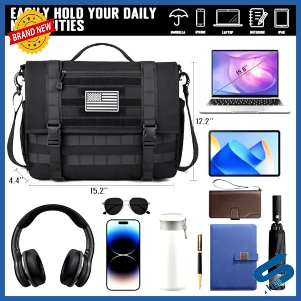 Military Style Messenger Bag 15.6 Inch Laptop Briefcase Tactical Nylon